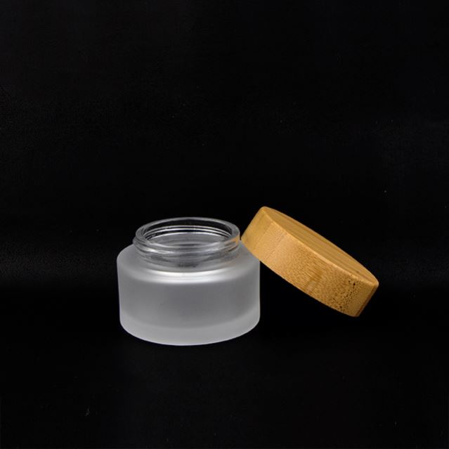5ml 20g 30ml 50ml 200ml black frosted glass jar with bamboo lid