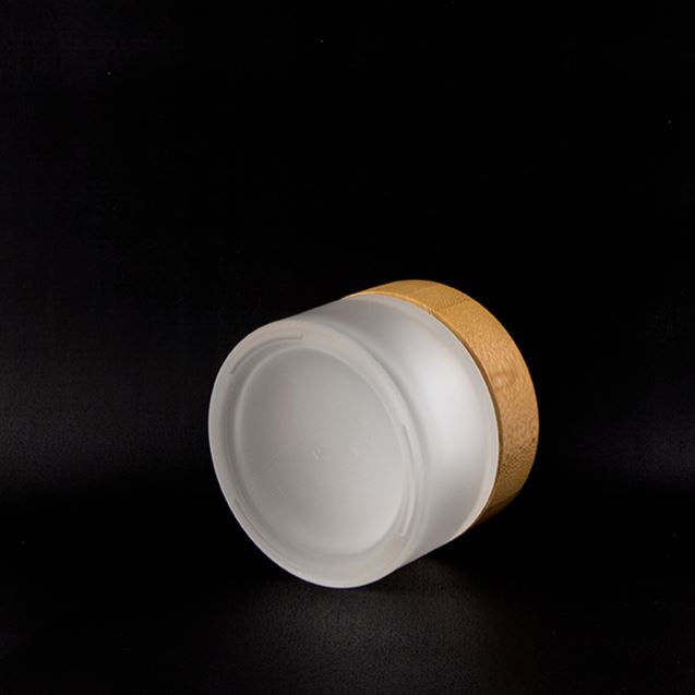 5ml 20g 30ml 50ml 200ml black frosted glass jar with bamboo lid
