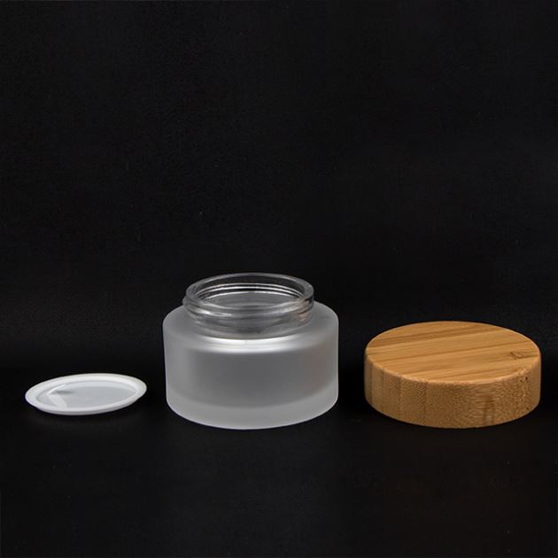 5ml 20g 30ml 50ml 200ml black frosted glass jar with bamboo lid