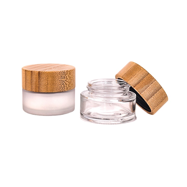 5ml 5g Small Face Cream Frosted Glass Bamboo Cosmetic Jar Suppliers