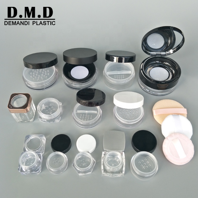 5ml 5grams 10grams 10ml black white square round powder sifter jar