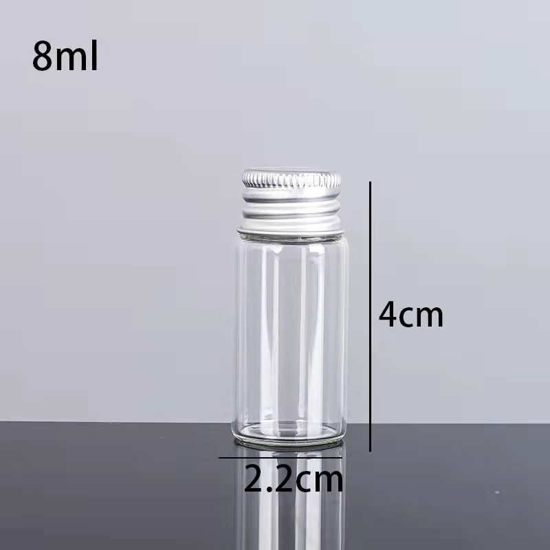 5ml 6ml 7m10ml 12ml 15ml 17ml 20ml 25ml Mini Clear Wishing Message Glass Bottles Small Flower Tea Bottle with Aluminum Lid