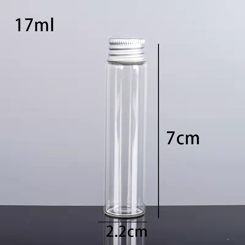 5ml 6ml 7m10ml 12ml 15ml 17ml 20ml 25ml Mini Clear Wishing Message Glass Bottles Small Flower Tea Bottle with Aluminum Lid