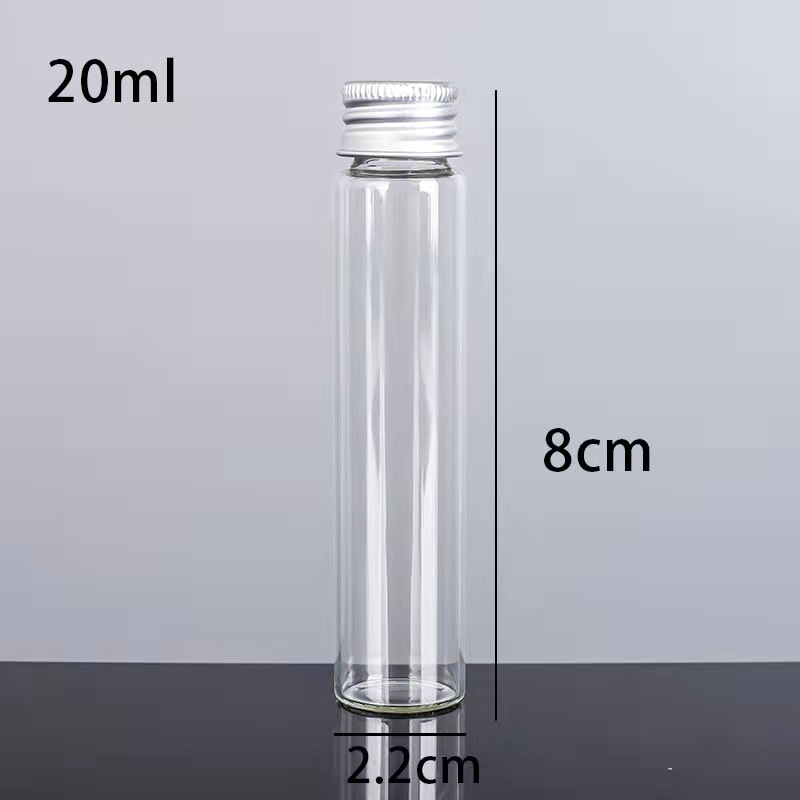 5ml 6ml 7m10ml 12ml 15ml 17ml 20ml 25ml Mini Clear Wishing Message Glass Bottles Small Flower Tea Bottle with Aluminum Lid