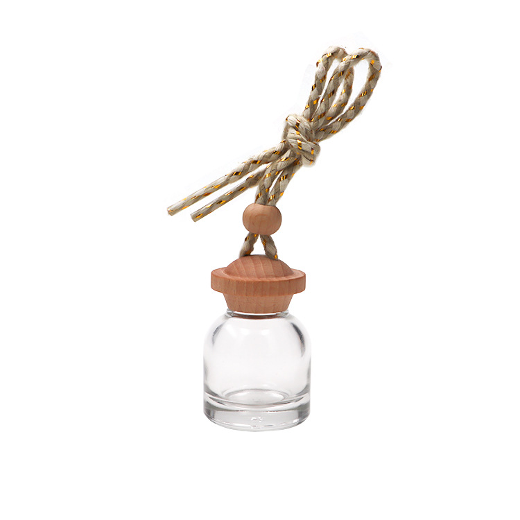 5ml 6ml 8ml 10ml Empty glass car air freshener hanging perfume bottle fragrance bottle diffuser bottle with wooden cap