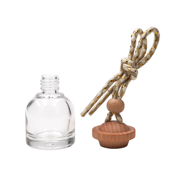 5ml 6ml 8ml 10ml Empty glass car air freshener hanging perfume bottle fragrance bottle diffuser bottle with wooden cap