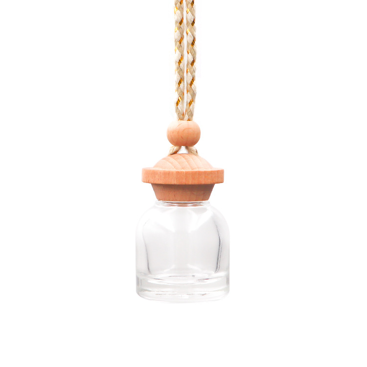 5ml 6ml 8ml 10ml Empty glass car air freshener hanging perfume bottle fragrance bottle diffuser bottle with wooden cap