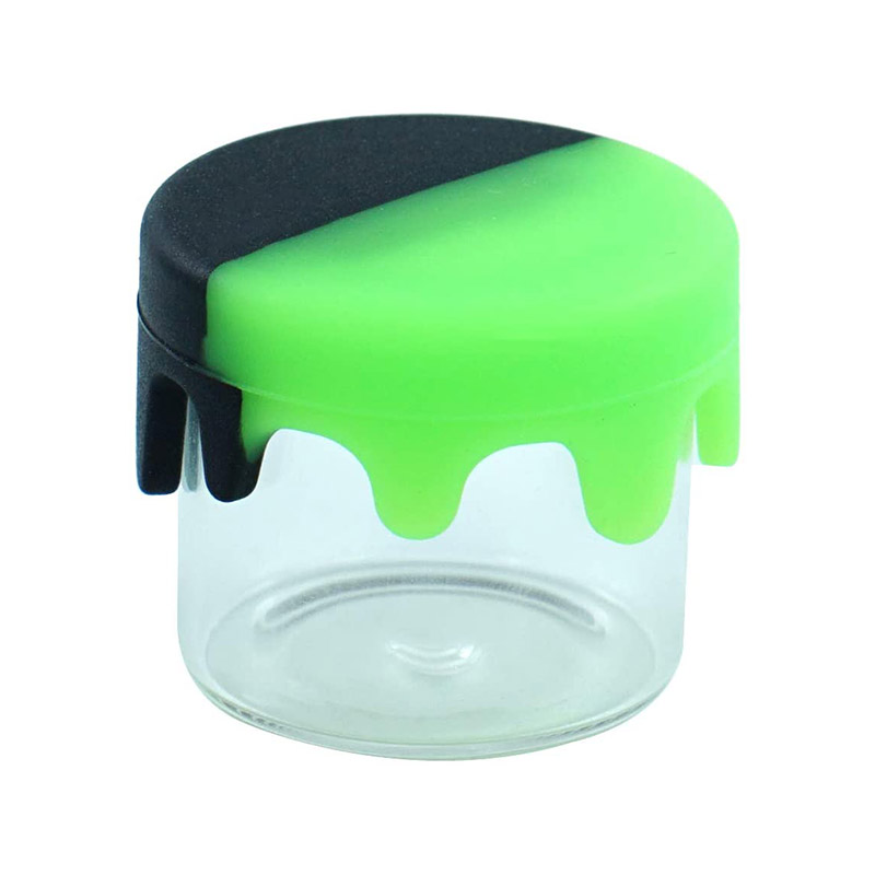 5ml 6ml Glass Concentrate Containers With Air Tight Silicone Lid Small Round Storage Jar For Oil