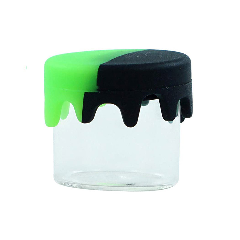 5ml 6ml Glass Concentrate Containers With Air Tight Silicone Lid Small Round Storage Jar For Oil