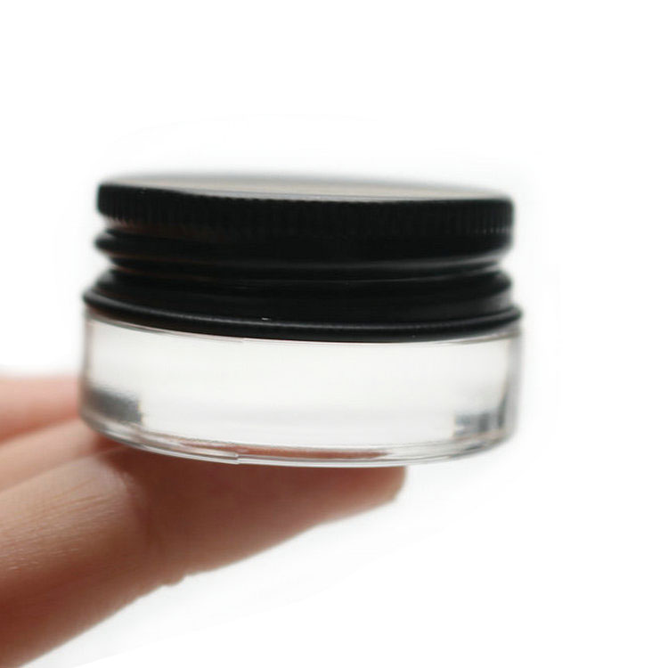 5ml 7-Milliliter Glass Lip Balm Scrub Jars (24-Pack).25-Ounce Thick-Walled Containers (Clear with Black Metal Lids)