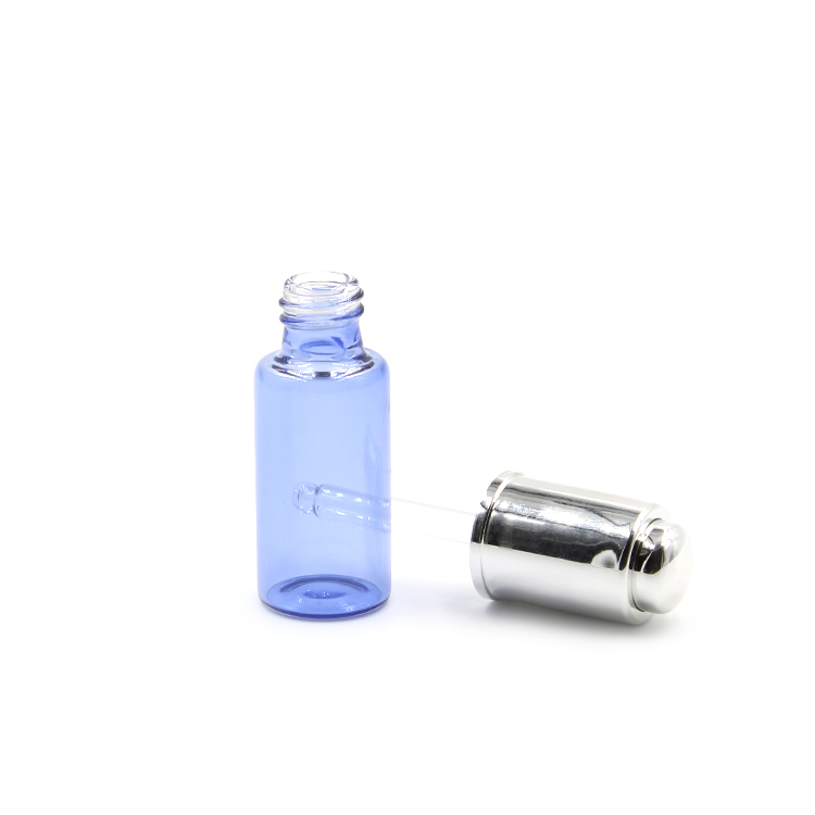 5ml 7ml 8ml 10ml 12ml 15ml mini skin care blue painting essential oil glass vial with plastic press dropper perfume sample bot