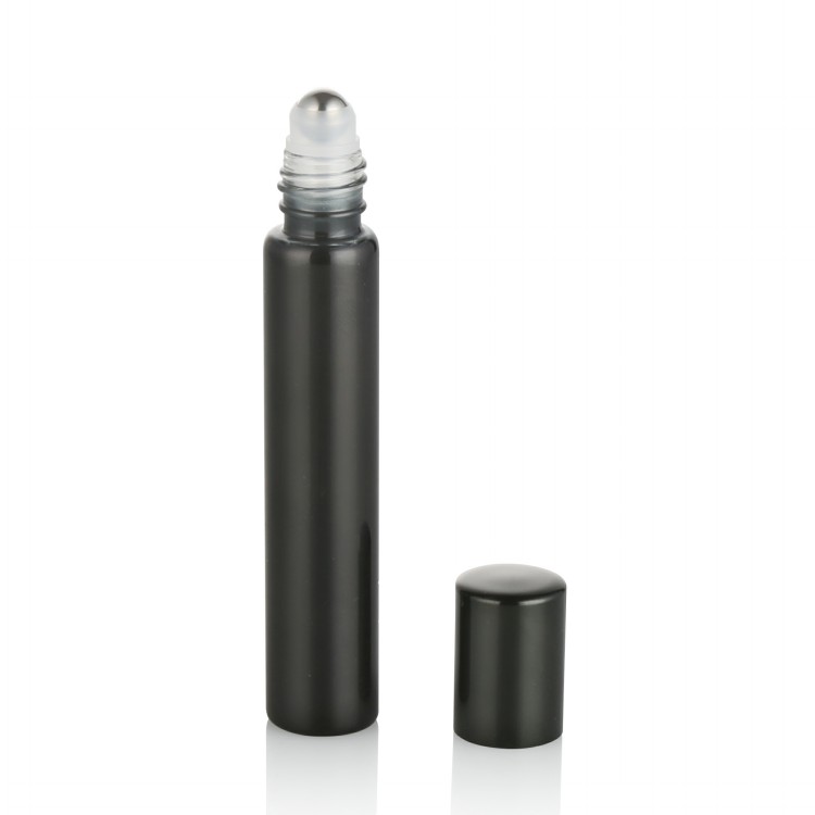 5ml 7ml 8ml 10ml wholesale chic matte black tube glass essential oil bottle with roller