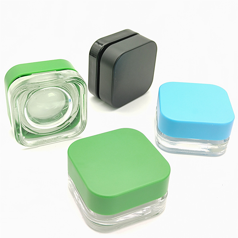 5ml 7ml 9ml Qube Clear Glass Concentrate Container w/ Black Child Resistant Cap
