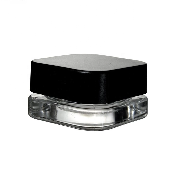 5ml 7ml 9ml black white Square childproof Concentrate Dab Jar Clear Glass jar with Child Safe Lid