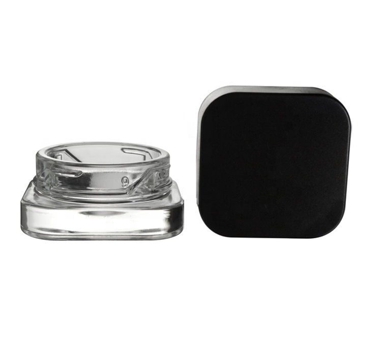 5ml 7ml 9ml black white Square childproof Concentrate Dab Jar Clear Glass jar with Child Safe Lid