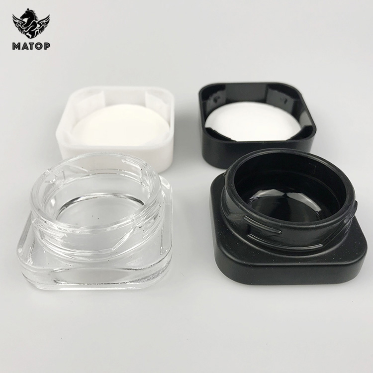 5ml 7ml 9ml child resistant square glass wax container jar