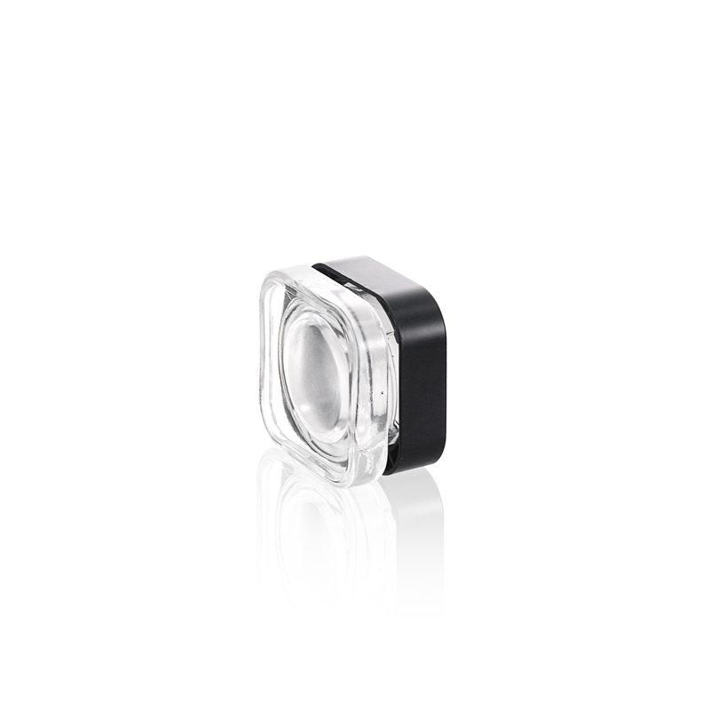 5ml 7ml 9ml square clear glass jar with black child resistant cap
