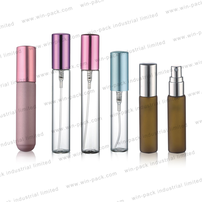5ml 8ml 10ml 15ml colorful glass travel car sprayer perfume tube round bottom bottle with aluminum pump cap