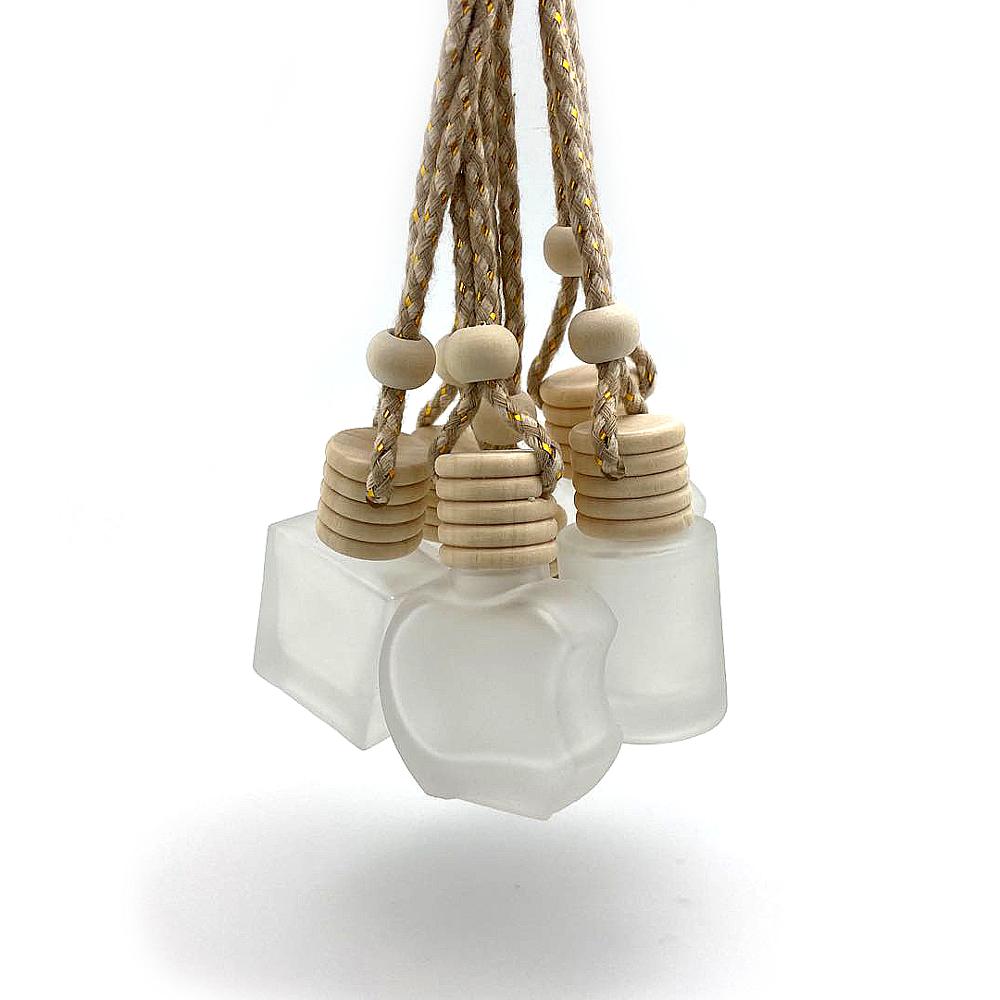 5ml 8ml 10ml Wholesale diffuser empty hanging car perfume frosted bottle with wooden cap