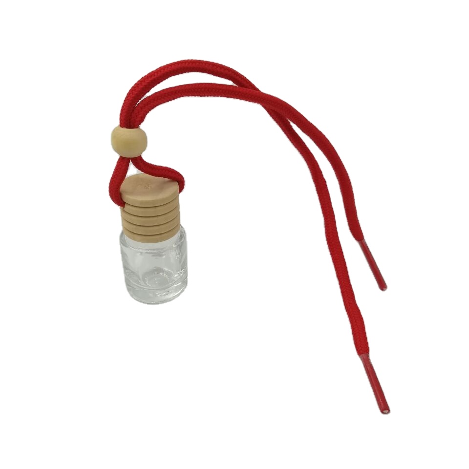 5ml 8ml 10ml Wholesale diffuser empty hanging car perfume frosted glass bottle with wooden cap
