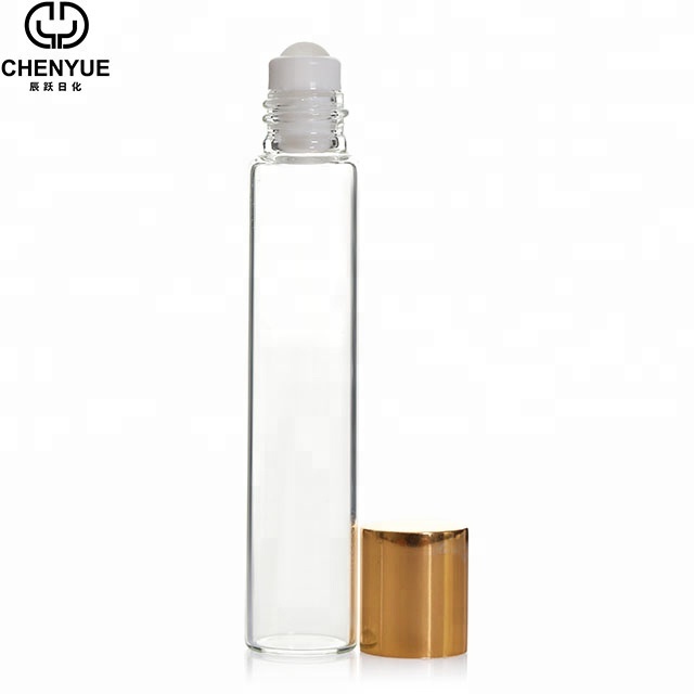5ml 8ml 10ml clear gold perfume bottle roll on glass bottle essential oil roller bottles Hot sale products