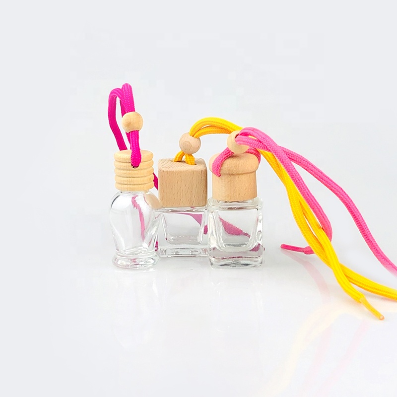 5ml 8ml 10ml empty wooden cap car air freshener bottle clear glass hanging perfume bottle fragrance bottle