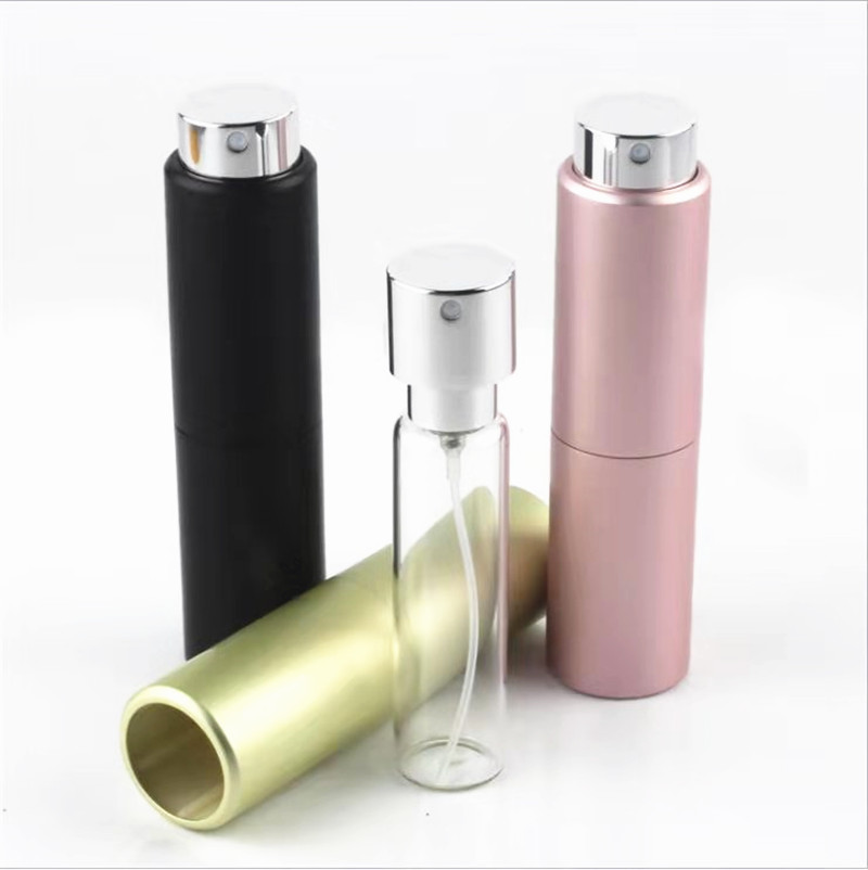 5ml 8ml 10ml mini refill designer cute pocket travel glass metal twist aluminum atomizer spray perfume bottles
