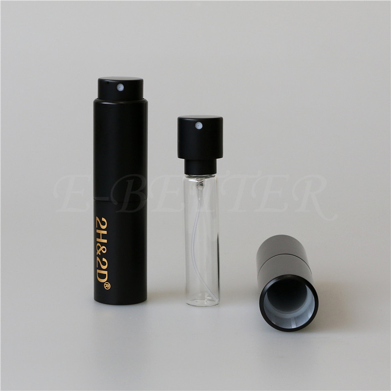 5ml 8ml 10ml small matte black aluminum metal atomizer travel spray perfume bottle