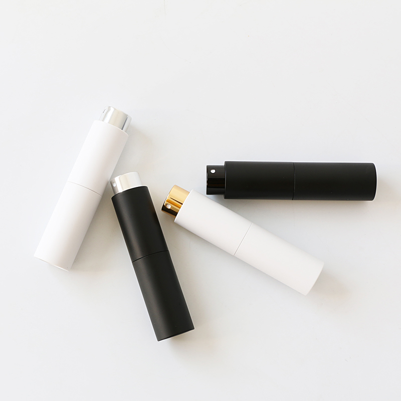 5ml 8ml 10ml small matte black aluminum metal atomizer travel spray perfume bottle