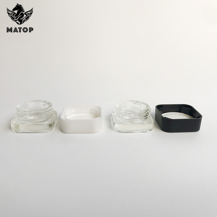 5ml 9ml Wholesale square custom weed jar clear glass jar with lid