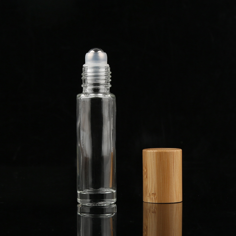 5ml Bamboo Lid Roller Ball Perfume Bottles Essential Oil Roll on Glass Bottles for Essential Oils