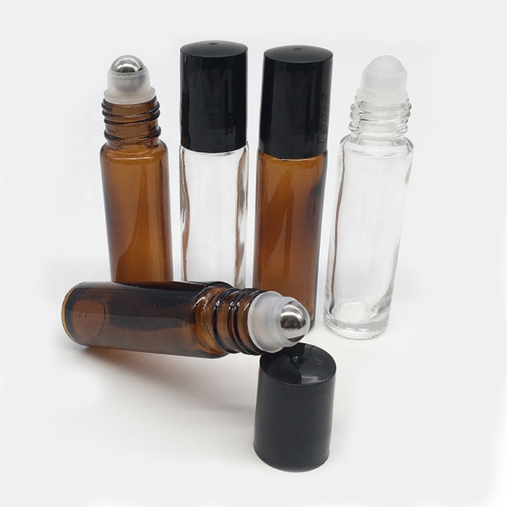 5ml Brown Empty Straight Glass Beads Eye Cream Essential oil Roll On