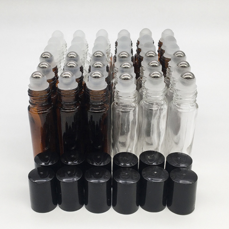 5ml Brown Empty Straight Glass Beads Eye Cream Essential oil Roll On