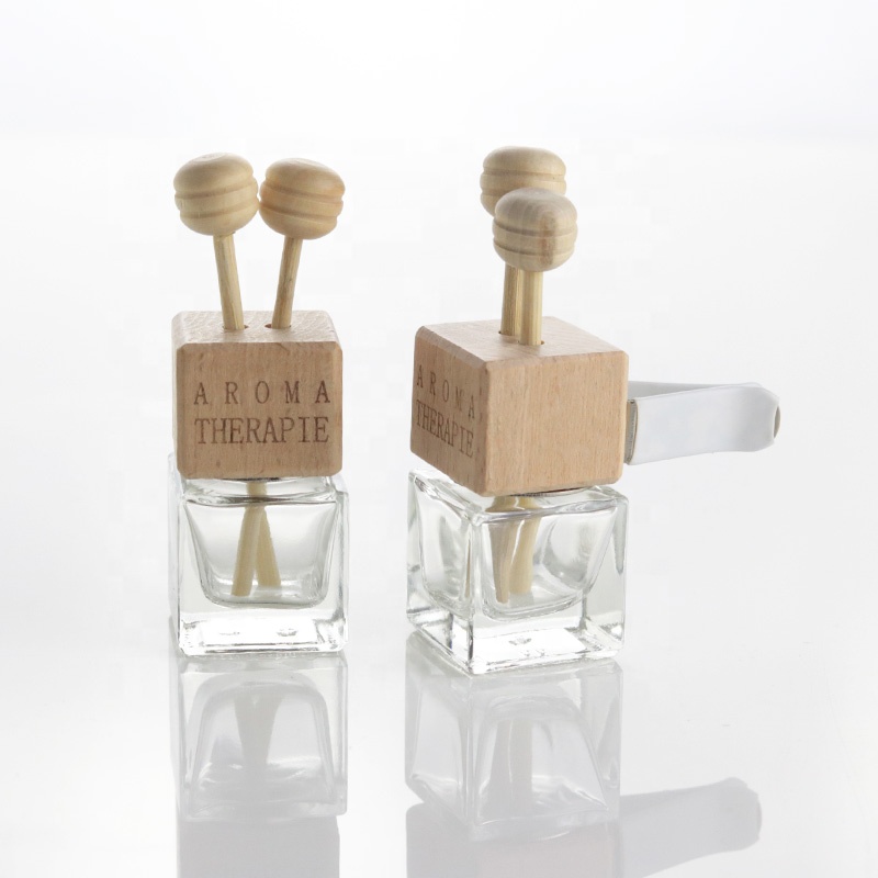 5ml Car Air Freshener Perfume Hanging Bottles Clear Vent Diffuser Empty Glass Bottle With Wooden Lid (CG22)