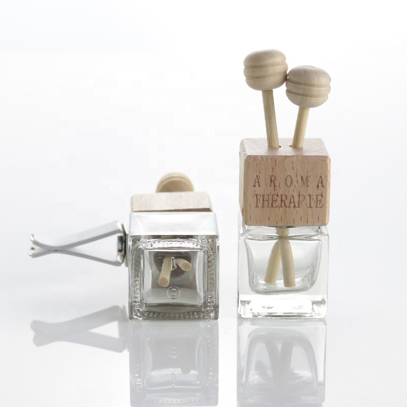 5ml Car Air Freshener Perfume Hanging Bottles Clear Vent Diffuser Empty Glass Bottle With Wooden Lid (CG22)