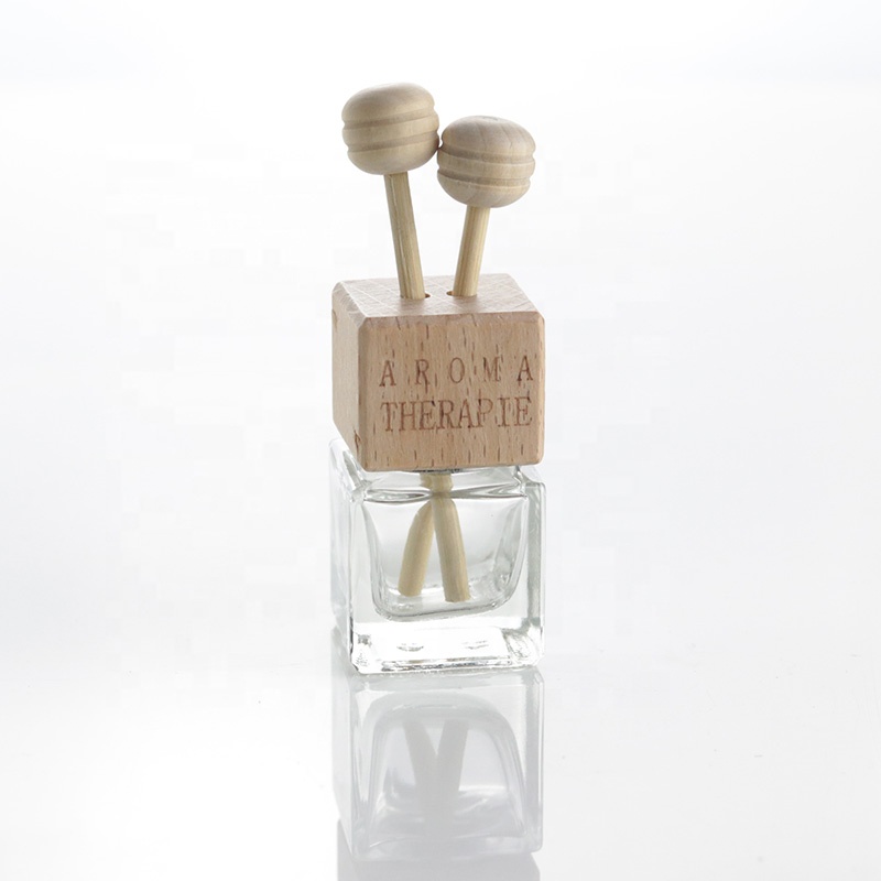5ml Car Air Freshener Perfume Hanging Bottles Clear Vent Diffuser Empty Glass Bottle With Wooden Lid (CG22)
