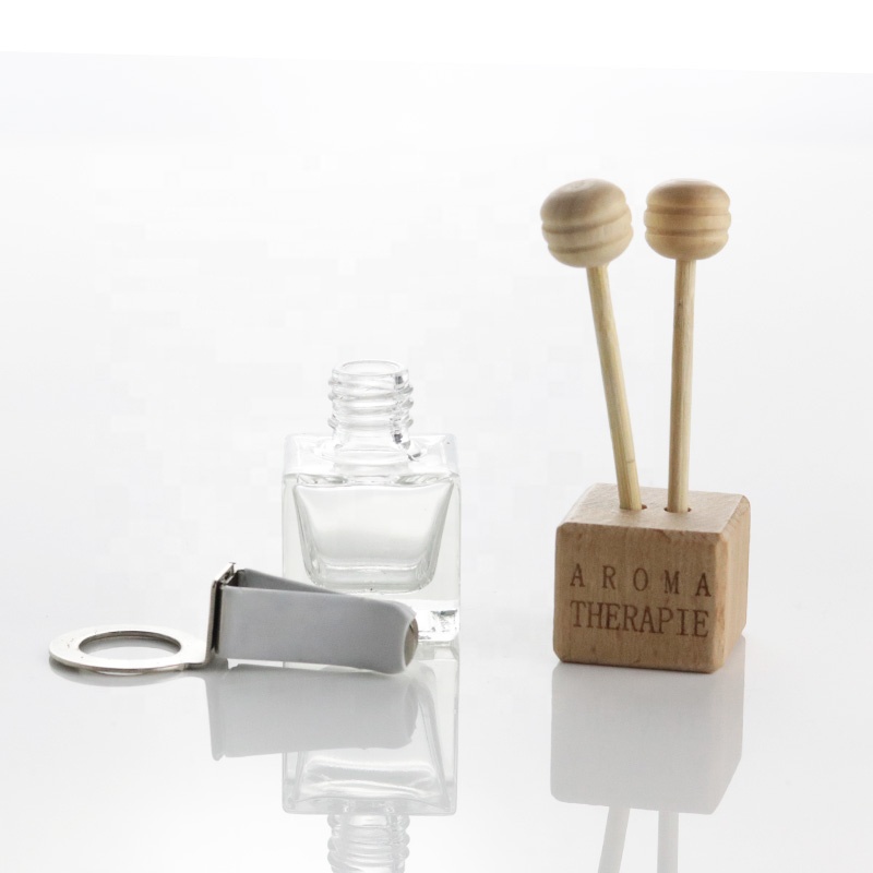 5ml Car Air Freshener Perfume Hanging Bottles Clear Vent Diffuser Empty Glass Bottle With Wooden Lid (CG22)