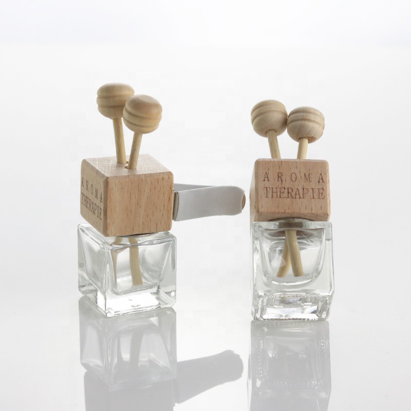 5ml Car Air Freshener Perfume Hanging Bottles Clear Vent Diffuser Empty Glass Bottle With Wooden Lid (CG22)