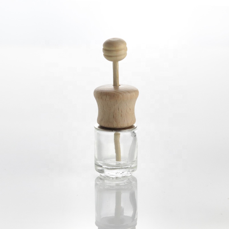 5ml Car Air Freshener Perfume Hanging Bottles Clear Vent Diffuser Empty Glass Bottle With Wooden Lid (CG27)