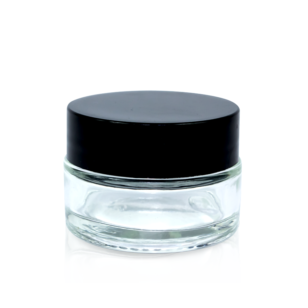 5ml Child Proof Glass Jar Concentrate Container Clear Wax Jar with Black Lid