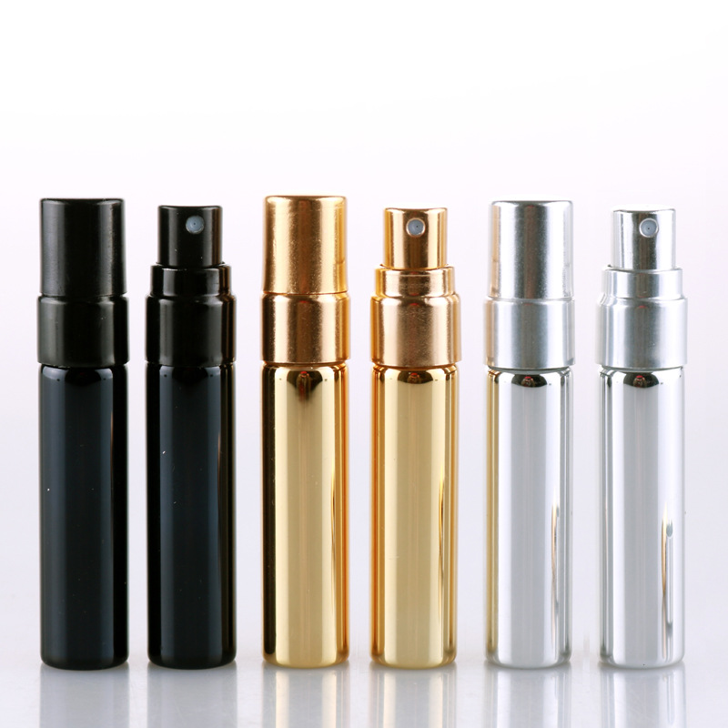 5ml Empty Personal Sample Gold Silver Refill Glass Perfume Spray Bottle