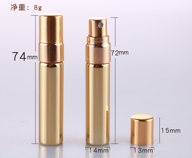 5ml Empty Personal Sample Gold Silver Refill Glass Perfume Spray Bottle