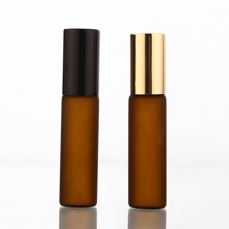 5ml Frosted Amber Perfume Glass Roll on Bottle with Metal Ball Brown Roller Essential Oil Vials Thin