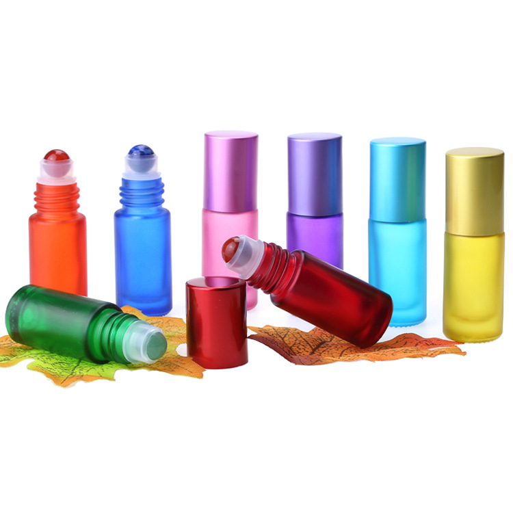 5ml Gradient Multicolored glass roll on essential oil bottle with cap