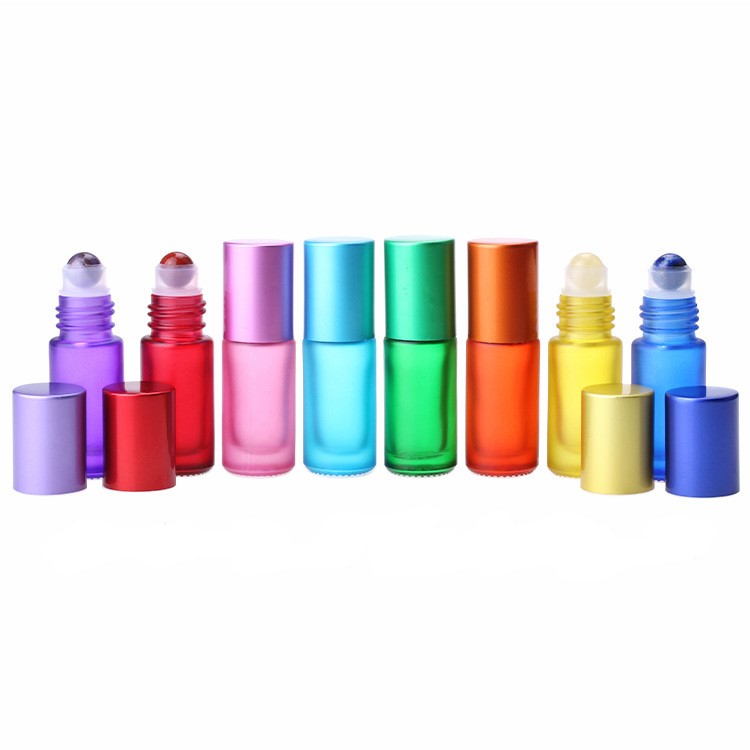 5ml Gradient Multicolored glass roll on essential oil bottle with cap