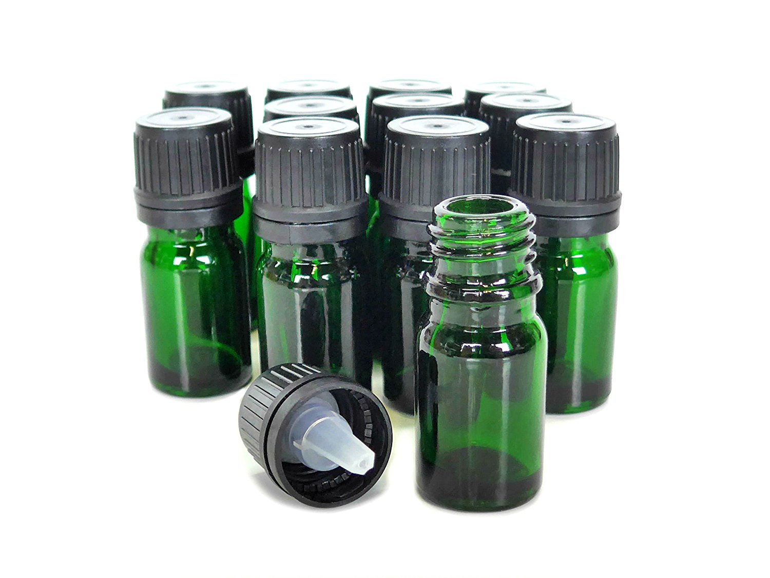 5ml Green DIN18mm Euro Glass Bottle Essential Oil Glass Bottle with dropper or screw cap or fine mist spray