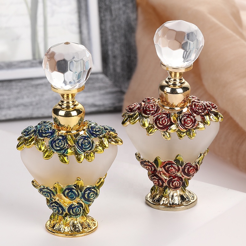 5ml Heart Shape Rose Flowers Metal Perfume Bottles Posh Essential Oil Bottle#59700/59701