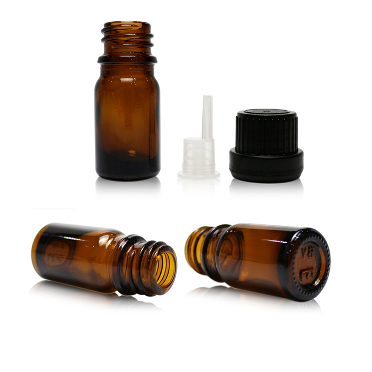5ml High-end Brown Mini Essence Bottle Essential Oil Screen Printing Personal Care CROWN Cap with Screw Cap