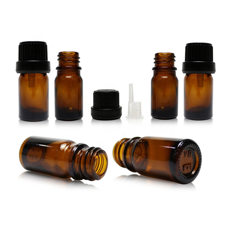 5ml High-end Brown Mini Essence Bottle Essential Oil Screen Printing Personal Care CROWN Cap with Screw Cap