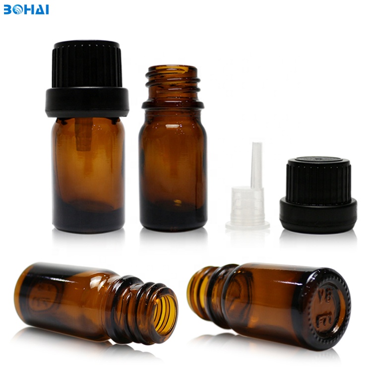 5ml High-end Brown Mini Essence Bottle Essential Oil Screen Printing Personal Care CROWN Cap with Screw Cap
